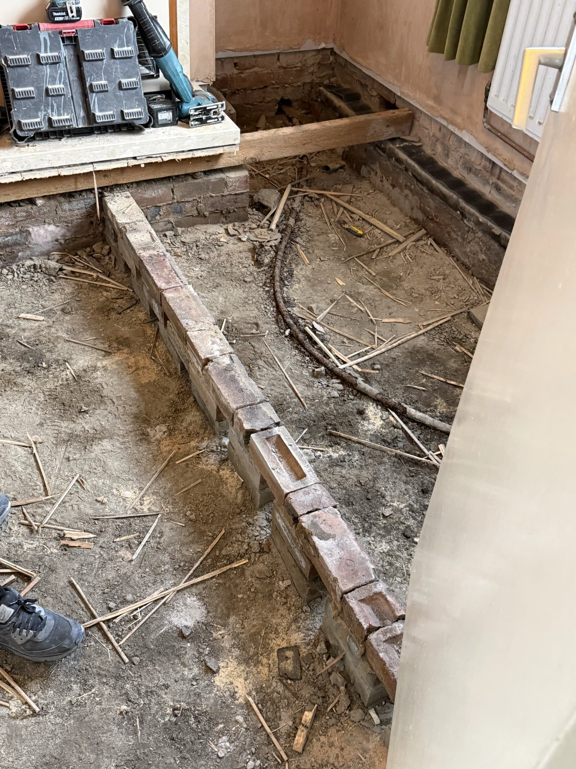 Dry rot treatment in progress