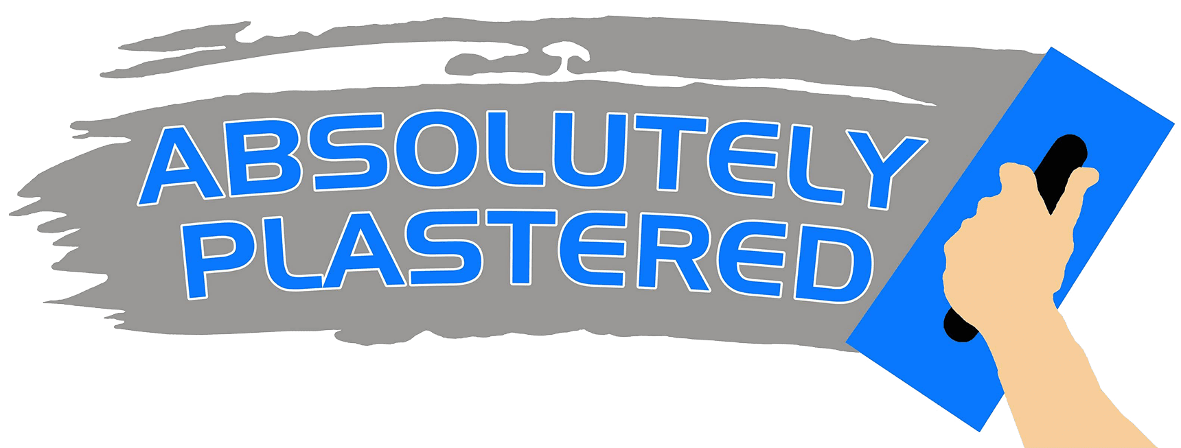 Absolutely Plastered logo with trowel and plaster smear